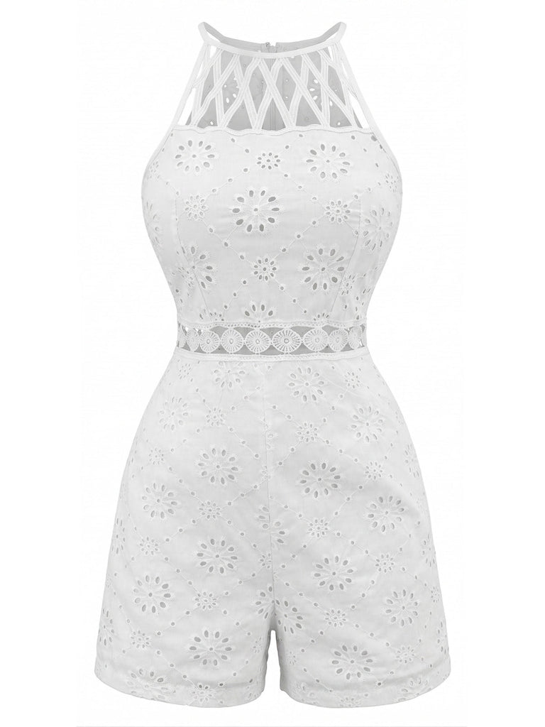 1970s Sleeveless Round Neck Vintage Romper, vintage romper, retro jumpsuit - perfect for women who love vintage and retro fashion