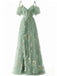 1970s Slip Floral Embroidered Mesh Slit Dress - vintage dress, retro fashion for women