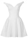 1970s Solid Off-Shoulder Deep V-Neck Skater Dress - vintage dress, retro fashion