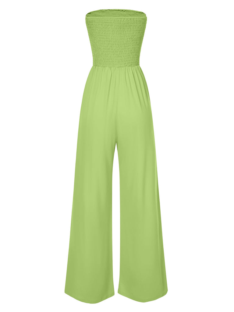 1970s Solid Sleeveless Smocked Bandeau Jumpsuit, vintage romper, retro jumpsuit - perfect for women who love vintage and retro fashion