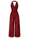1970s Solid V-Neck Halter Jumpsuit - vintage jumpsuit, retro fashion