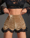 1970s Solid Velvet Lace Pleated Shorts — 1970s vintage charm for her modern wardrobe