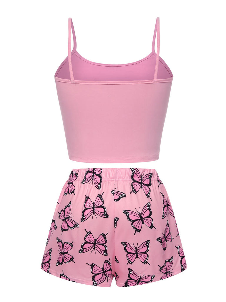 1970s Spaghetti Strap Butterfly Pajamas, vintage pajamas, retro nightwear - perfect for women who love vintage and retro fashion