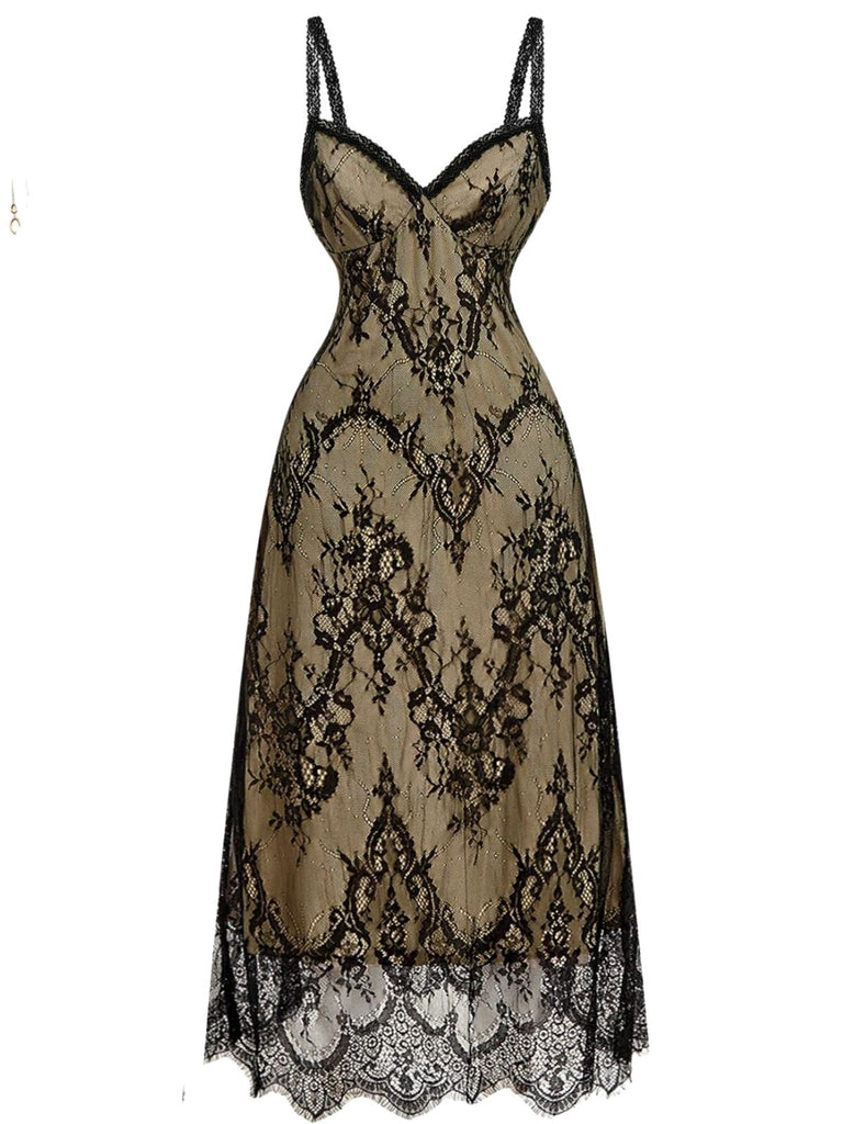 Black 1940s Lace Cami Classic Dress 3