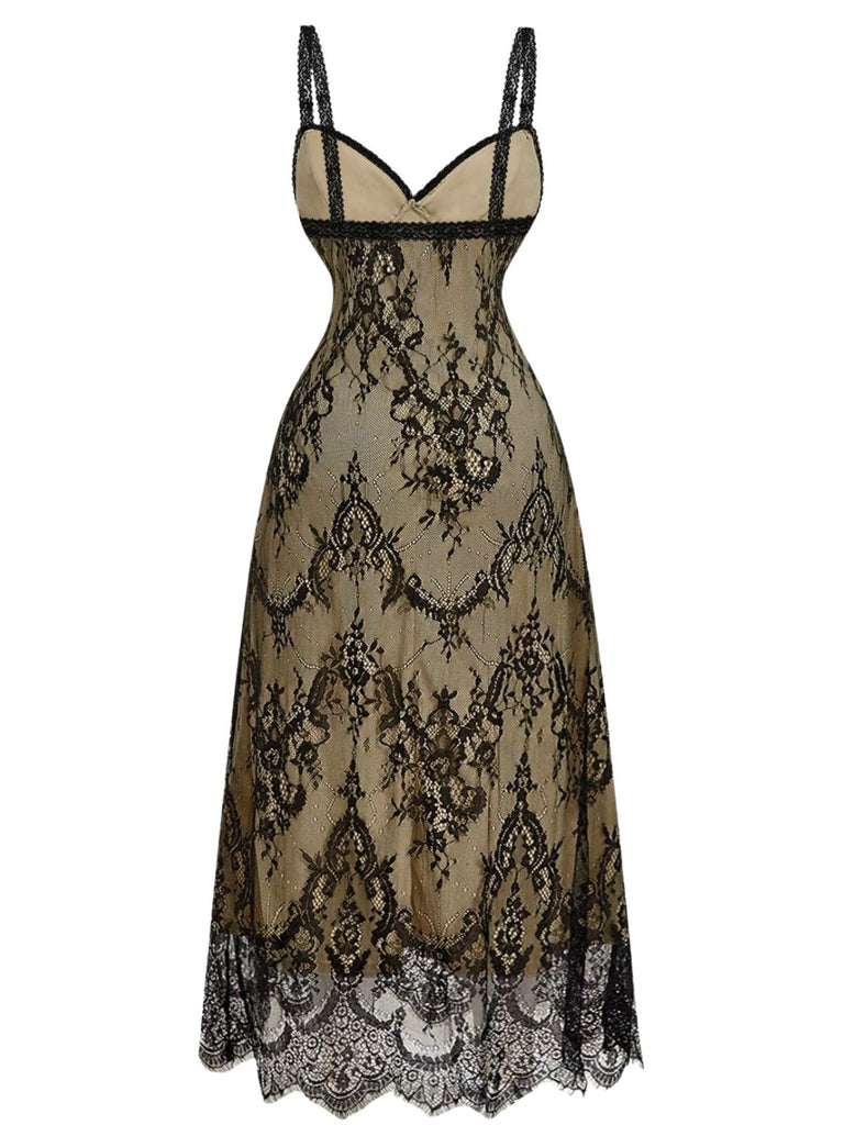 Black 1940s Lace Cami Classic Dress 4