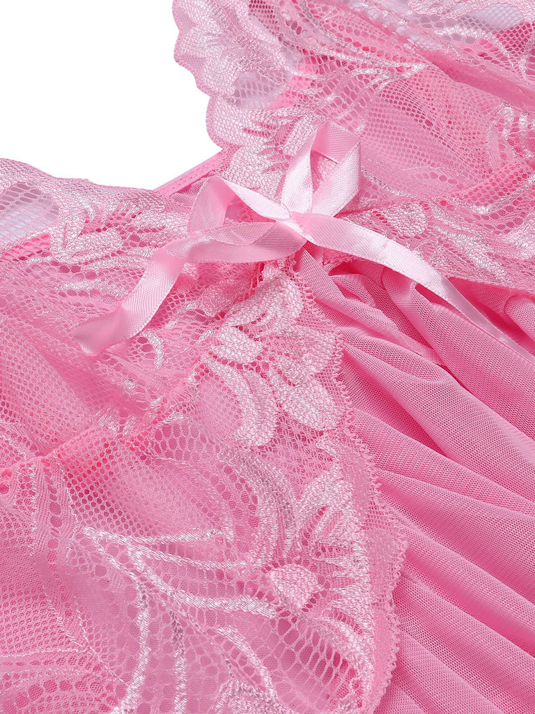 1970s Spaghetti Strap Lace Sheer Sleepwear: 1970s allure for the woman who knows her power