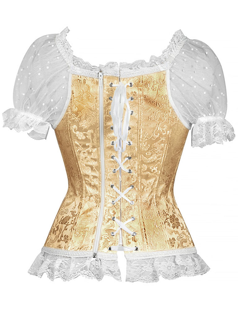 1970s Steampunk Lace Puff Bind Corset Top - vintage fashion, retro style