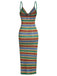 1970s Strap Colorful Stripes Lace-Up Boho Dress - vintage dress, retro fashion