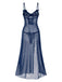 1970s Strap Lace Sheer Slit Sleepwear Nightgown - vintage nightgown, retro sleepwear