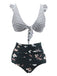 She's wearing 1970s Strap Stripes Floral Swimsuit and the whole beach remembers the 1970s