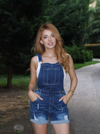1970s Stretch Ripped Denim Overall Romper, vintage romper, retro jumpsuit - perfect for women who love vintage and retro fashion