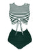 1970s Striped Waist Tie Floral Tankini Set, classic vintage style elegant retro fashion - Image 7