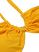 2PCS Yellow 1970s Retro Architectural Pattern Swimsuit & Cover-Up - vintage swimsuit, pin-up style