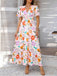 1970s V-Neck Boho Smocked-Waist Floral Dress - vintage dress, retro fashion