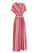 1970s V-Neck Contrast Stripes Jumpsuit: timeless 1970s elegance she makes her own