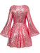 1970s V-Neck Flare Sleeve Sequined Disco Dress - vintage dress, retro fashion