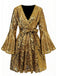 1970s V-Neck Flare Sleeve Sequined Disco Dress - vintage dress, retro fashion