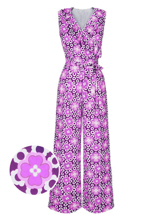 She adds this 1970s V-Neck Floral Belted Sleeveless Jumpsuit and suddenly it's 1970s perfection