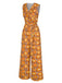 This 1970s V-Neck Floral Belted Sleeveless Jumpsuit carries 1970s stories waiting to be told