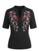 Green 1940s Floral Lace V Neck Top