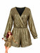 1970s V-Neck Sequin Long Sleeve Romper - vintage jumpsuit, retro fashion