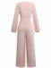 1970s V-Neck Solid Twist Long Sleeve Jumpsuit - vintage jumpsuit, retro fashion