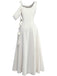 1980s Asymmetric One-Shoulder Draped Midi Dress - vintage dress, retro fashion