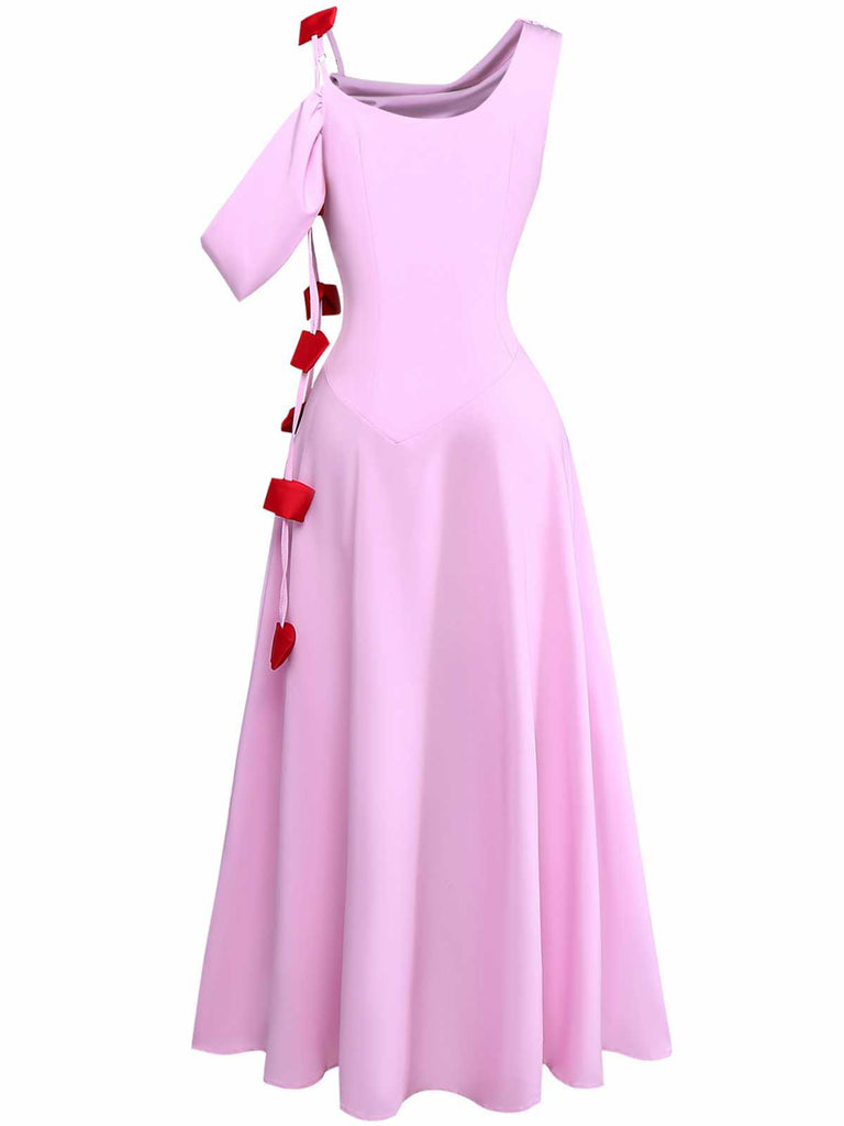 1980s Asymmetric One-Shoulder Draped Midi Dress - vintage dress, retro fashion