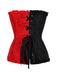Black & Red 1980s Gothic Colorblock Jacquard Ruffled Corset - vintage fashion, retro style, classic black