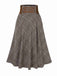 2PCS 1980s Chiffon Ruffled High-Neck Blouse &  Lace-Up Plaid Skirt - vintage skirt, retro style