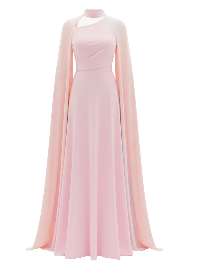1980s Cape Sleeved Back Tie Maxi Dress - vintage dress, retro fashion