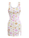 1980s Colorful Floral Sequined Slit Bodycon Dress - vintage dress, retro fashion