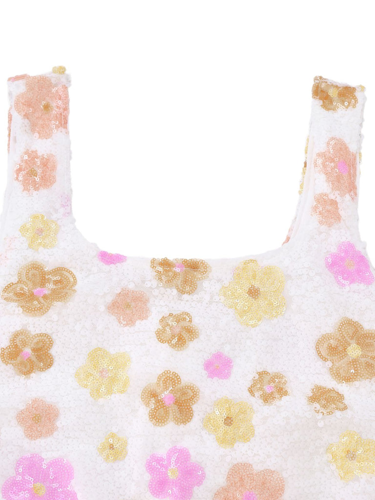1980s Colorful Floral Sequined Slit Bodycon Dress - vintage dress, retro fashion