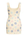 1980s Colorful Floral Sequined Slit Bodycon Dress - vintage dress, retro fashion
