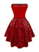 Red 1980s Velvet Lace Sequined Strapless Dress & Cape - vintage dress, retro fashion, elegant red