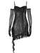 1980s Glitter Ruffled Spaghetti Strap Bodycon Dress - vintage dress, retro fashion