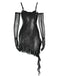 1980s Glitter Ruffled Spaghetti Strap Bodycon Dress - vintage dress, retro fashion