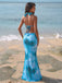 Sky Blue 1980s Tie-Dye Halter Cutout Backless Maxi Cover-Up Dress - vintage dress, retro fashion