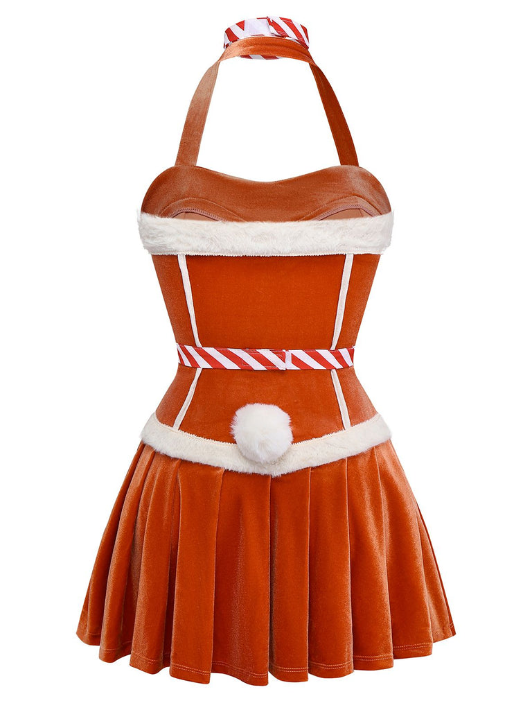 1980s Flannelette Pom Pom Reindeer Dress - vintage dress, retro fashion