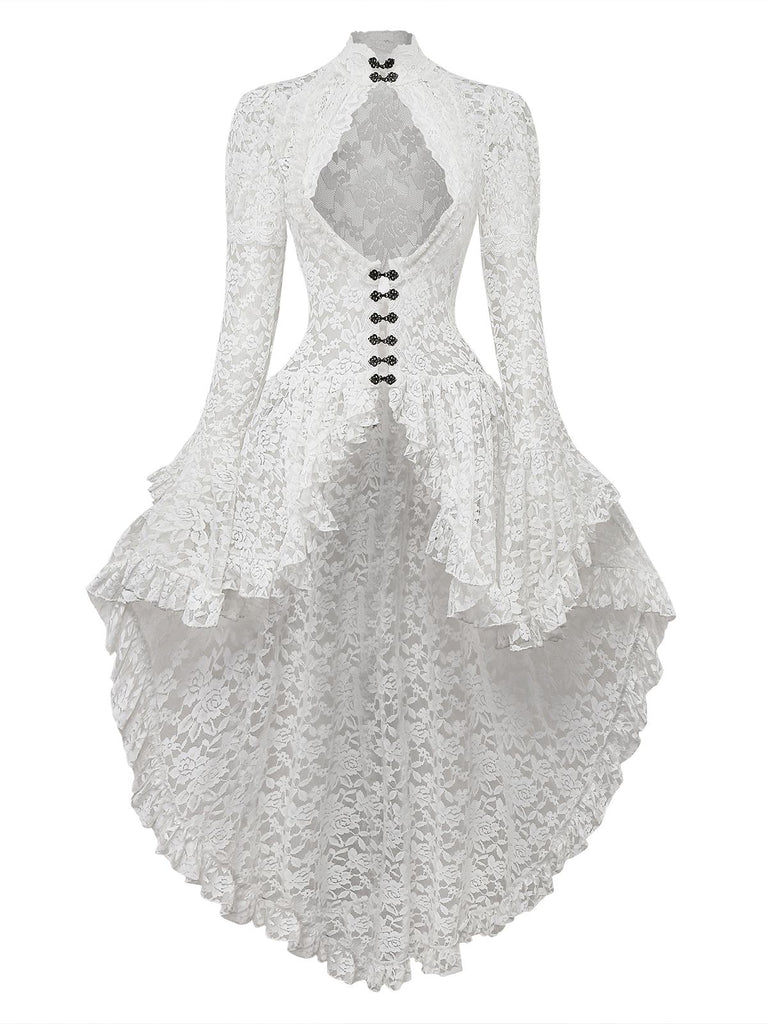 1980s Gigot Sleeve Victorian Lace Dress - vintage dress, retro fashion