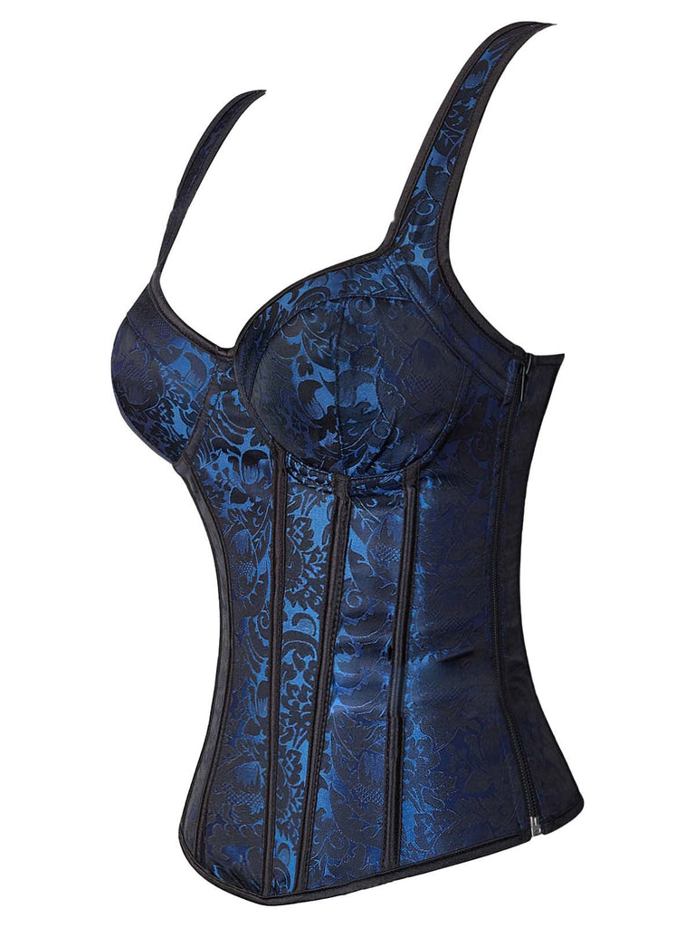 1980s Gothic Jacquard Sweetheart Neck Lace-Up Corset - vintage fashion, retro style