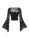 1980s Gothic Lace Mesh Bell Sleeve Top - vintage fashion, retro style