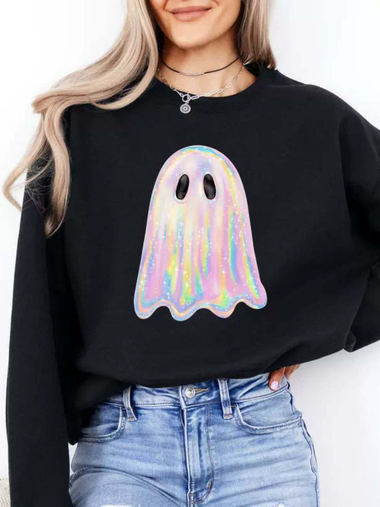 1980s Halloween Ghost Pumpkin Vintage Sweatshirt - vintage fashion, retro style