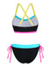 Black 1950s Patchwork Bikini Bikini Set 3