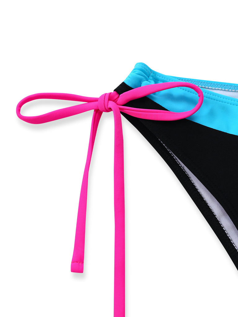 Black 1950s Patchwork Bikini Bikini Set 6