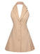 She slips into this 1980s Halter V-Neck Backless Sleeveless Solid Dress and suddenly it's a 1980s daydream