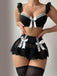 1980s Lace Bow Maid Costume Loungewear Set - vintage fashion, retro style