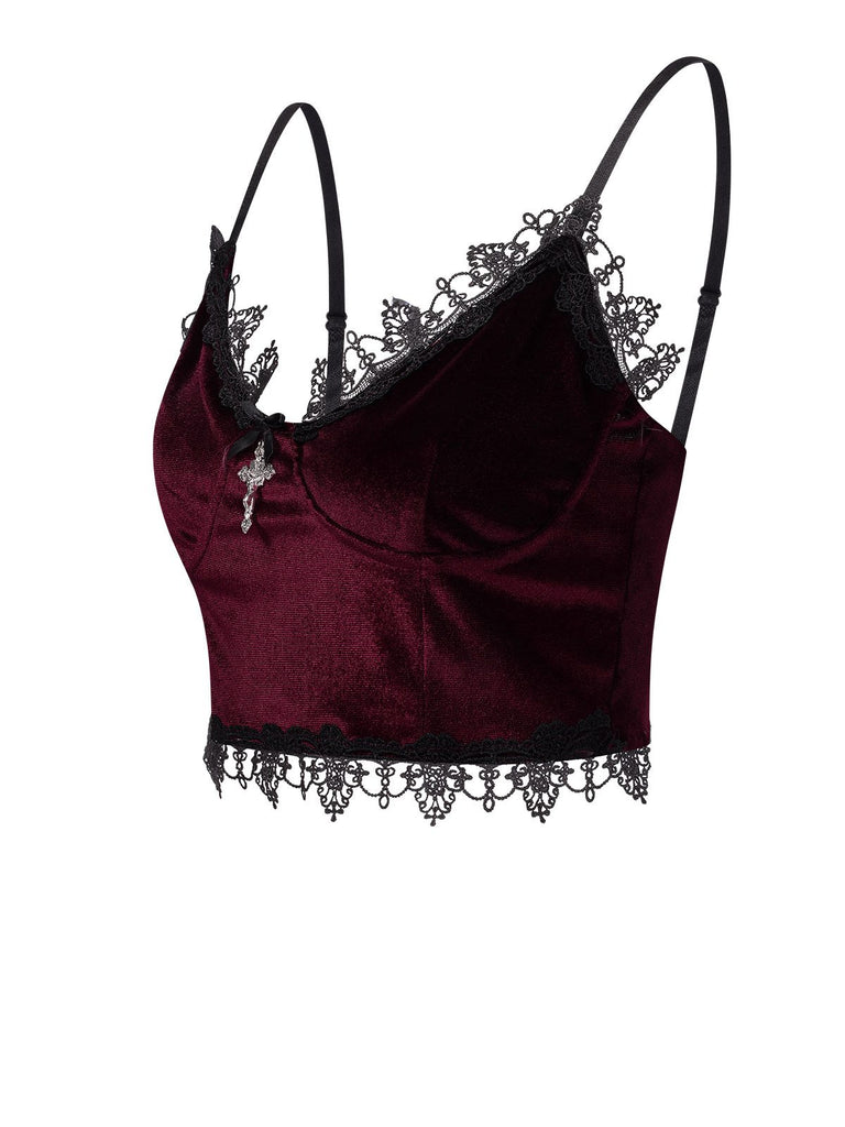 1980s Lace Patchwork Cross Crop Camisole, vintage fashion, retro style - perfect for women who love vintage and retro fashion