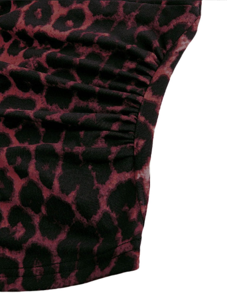 1980s Leopard Print Halter Neck Wrap Top - vintage fashion, retro style