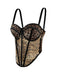 1980s Leopard Print Spaghetti Strap Herringbone Corset - vintage fashion, retro style